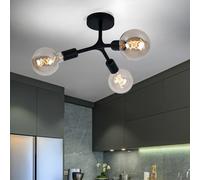 Plafonnier Luminaire Sportif Vintage Plafonnier 3 à Flammes Noir E27 Sertissures
