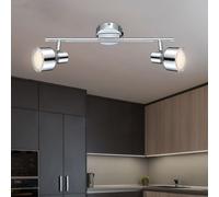 Plafonnier Plafonnier Spot Spot Spot Lampe de salon Eclairage de couloir, 2 spots flamme mobiles, Chrome clair, 2x LED 4W 250Lm blanc chaud, LxPxH 38x8x16cm