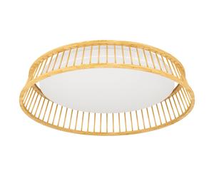 Plafonnier LUPPINERIA LED 20W en bois et acier marron et blanc D450mm