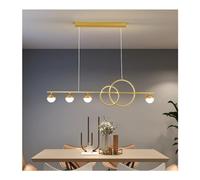 Plafonnier, lustre - 4 noirs - Rectangle à intensité variable - Long luminaire suspendu LED linéaire pour îlot de cuisine - Lampe blanche dorée pour salle à manger salon - Support de plafond (doré,