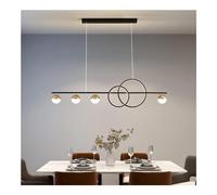 Plafonnier, lustre - 4 noirs - Télécommande rectangulaire à intensité variable - Long luminaire suspendu LED linéaire pour îlot de cuisine - Lampe blanche dorée pour salle à manger salon - Support de