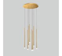 Plafonnier Lustre 8 Lumières Grand pour Foyer Entrée Ferme Moderne LED Rond Linéaire Cluster Pendentif Doré Longue Bande Salle À Manger Livi