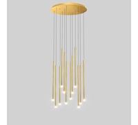 Plafonnier Lustre 8 Lumières Grand pour Foyer Entrée Ferme Moderne LED Rond Linéaire Cluster Pendentif Doré Longue Bande Salle À Manger Livi