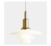 Plafonnier lustre blanc 3 couches en verre ombre pendentif Light for Kitchen Island lampe décorative plafonnier luminaire pour le salon du couloir de chambre à coucher, noir / argent (couleur: c)