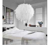 Plafonnier lustre éclairage boule de plumes simple moderne - Blanc - Taille S