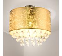 Plafonnier Lustre En Cristal Lampe De Salon Feuille D'Or