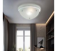 Plafonnier en verre de cristal, lampe de salon, lampe de couloir, métal chromé, verre satiné, 1x E27, LxlxH 28 x 28 x 10 cm