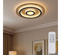 Plafonnier LED à intensité variable avec télécommande Cristal Plafonnier gris or Lampe de salon, changement de couleur, 40W 1300lm blanc chaud-blanc froid, D 45 x 5,5 cm