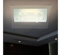 Plafonnier plafonnier lampe de salon en cristal, verre satiné classique transparent, LED 15W 1100Lm blanc neutre, HxLxL 10,5x34x35cm