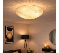 Plafonnier Lustre en Cristal Verre LED 12W Satiné Blanc Lampe de Salon D 30cm