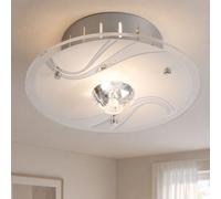 Esto Lampe Plafond Cristal Argent Rond 18 cm 1 Lumière Dimmable