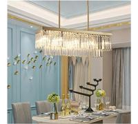 Plafonnier, lustre moderne rectangle chrome or lustre compatible avec salle à manger chambre LED cristal cuisine lustre lampe suspendue de luxe moderne argent lumière suspension (or L100 cm W25 cm