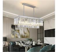 Plafonnier, lustre moderne rectangle chrome or lustre compatible avec salle à manger chambre LED cristal cuisine lustre lampe suspendue de luxe moderne argent lumière suspension (Chrome L100cm W25