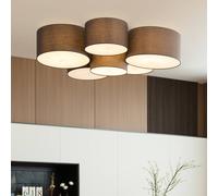 Lindby Plafonnier Tissu Maureka à intensité variable (Moderne) en Noir Textile e. a. pour Salon & Salle manger (à 6 lampes, E27) Luminaire Lampe Plafond Eclerage Eclairage