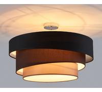 Lindby Plafonnier Tissu Melia à intensité variable (Moderne) en Noir Textile e. a. pour Salon & Salle manger (à 3 lampes, E27) Luminaire Lampe Plafond Eclerage Eclairage