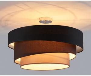 Plafonnier Melia Lindby, dimmable, noir, Salon / Salle à manger, Textile / Tissu / Soie, Moderne, Plafonnier Tissu