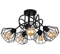 Plafonnier Métal Cuisine Noir E27 L: 60 CM Câble 5-flammig Deckenleuchte Rétro