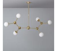 LEDKIA LIGHTING - Plafonnier Moonlight 6 Spots | Métal et Verre | Compatible Ampoules G9 | Design Élégant pour Intérieur | Idéal pour Salle à Manger, Salon, Bureau, Doré,