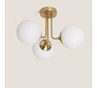Plafonnier Métal et Verre Moonlight Brass 3 Spots