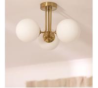 LEDKIA LIGHTING – Plafonnier Moonlight Brass – Métal et verre, 3 spots E27, blanc