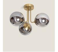 Plafonnier Métal et Verre Moonlight Brass 3 Spots
