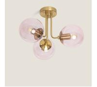 TechBrey Plafonnier Métal et Verre Moonlight Brass 3 Spots Rose Rose G