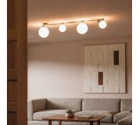 LEDKIA LIGHTING - Plafonnier Moonlight Brass | Métal et Verre | 4 Spots Orientables | Compatible Ampoules G9 | Ambiance Personnalisée | Design Élégant, Rose, Verre