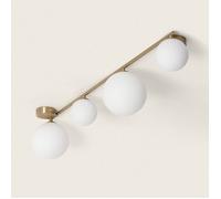 Plafonnier Métal et Verre Moonlight Brass 4 Spots Blanc