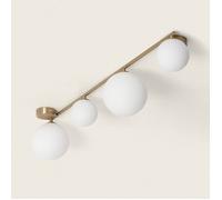 LEDKIA LIGHTING - Plafonnier Moonlight en Métal et Verre | 4 Spots Ajustables | Compatible Ampoules G9 220-240V | Finition Laiton Élégante | Idéal pour Intérieur, Blanc