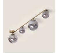 Plafonnier Métal et Verre Moonlight Brass 4 Spots Gris Fumée