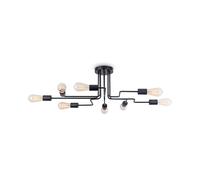 Plafonnier Métal Noir 8x E27 87 CM Long Rétro Deckenleuchte Salon