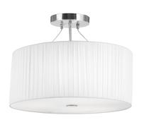 Plafonnier métal rond blanc Plissé Plafonnier cuisine Salon Plafond Moderne, métal rond, douille E27, DxH 45x36 cm