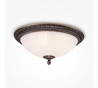 Plafonnier Métal Verre E27 Ø 37 CM en Bronze Antique Blanc Deckenleuchte Manger