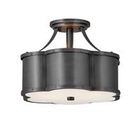 Plafonnier Métal Vintage Noir-Laiton 2x E27 Anti Éblouissement