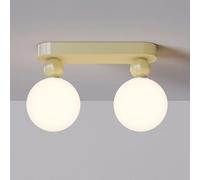 Plafonnier Moderne à 2 Lampes en Forme de Globe, Style Nordique, Abat-Jour en Verre Blanc Lait, Couleur Rouge vin, Semi-encastré, pour entrée, Cuisine, Couloir, Salle à Manger.