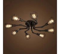 Plafonnier Moderne à 8 Tubes industriels en Forme de Cage - Lustre Suspendu Vintage en Fer Rustique rétro Edison à LED Semi-encastré