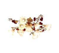 Plafonnier Moderne à 9 Fleurs de Vigne Romantique Rose Semi-encastré, Style Rural, Lustre en Fer avec Abat-Jour en Verre pour Chambre, Salon, Salle à Manger