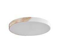 Plafonnier Moderne à LED Intégrée Cadre Métal Rond Bois Clair et Blanc Pattani [EEK: G]