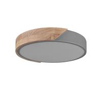 Plafonnier Moderne à LED Intégrée Cadre Métal Rond Bois Clair et Gris Pattani