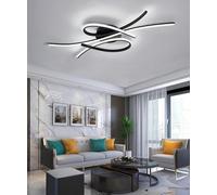 Plafonnier Moderne à LED, Lumière De Salon à Intensité Variable, Lumière De Salle à Manger avec Télécommande, Plafonnier Abat-Jour en Silicone en Aluminium Créat, Black, 80cm