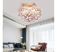 Plafonnier Moderne à LED Style Art déco avec Abat-Jour en Acrylique et pétales, idéal pour Un hôtel, Un Salon ou Une Chambre d'enfant - Violet