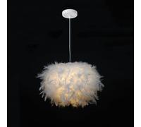 Plafonnier Moderne à Plumes Blanches, Petit Lustre Romantique, luminaire Nordique à Plumes, Suspension Moelleuse et Amusante pour Chambre de Fille ou de bébé - 35,8 cm