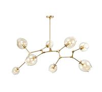 Plafonnier Moderne Abstrait à Bras Multiples, Finition dorée, Boule en Verre Transparent, LED, Suspension réglable, pour Salle à Manger, Restaurant, Bar, LED - 8 Lampes