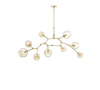 Plafonnier Moderne Abstrait à Bras Multiples, Finition dorée, Boule en Verre Transparent, LED, Suspension réglable, pour Salle à Manger, Restaurant, Bar, 9 Lampes