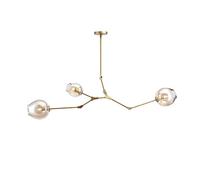 Plafonnier Moderne Abstrait à Bras Multiples, Finition dorée, Boule en Verre Transparent, LED, Suspension réglable, pour Salle à Manger, Restaurant, Bar, LED - 3 Lampes