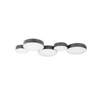 Plafonnier Moderne avec 5 Lumières LED en Métal Noir Ronds Décoratifs Attachés L [EEK: G]