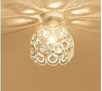 Plafonnier moderne avec boules de cristal Φ260 mm pour chambre à coucher, salle à manger, cuisine, salle de bain (blanc)