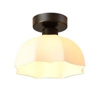 Plafonnier Moderne de Style Nordique En Verre Led Petit Modèle Champignon de 20 cm (7,87 Pouces) Idéal pour Chambre Couloir Ou Entrée (Noir)
