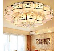 Plafonnier Moderne doré à 15 Ampoules, Montage encastré, Lampe LED Florale Traditionnelle en Verre dépoli à 2 Niveaux, Suspension décorative avec Accent en Cristal pour Chambre d'h