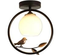 Plafonnier moderne du milieu du siècle - Plafonnier doré vintage en verre de lait semi-encastré - Noir - Porche noir